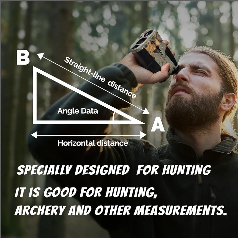 AILEMON Hunt Rangefinder Laser Range Finder for Hunting Camo 900 Yards Waterproof Archery Rangefinders Multi Functional Distance/Angle/Scan 6X Magnification - Image 3